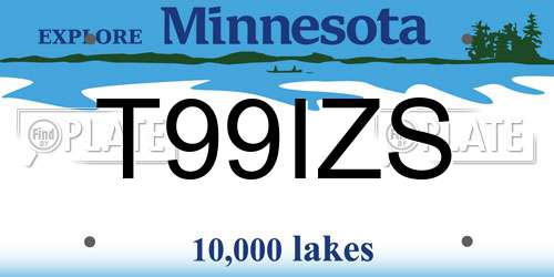 T99IZS Minnesota License Plate