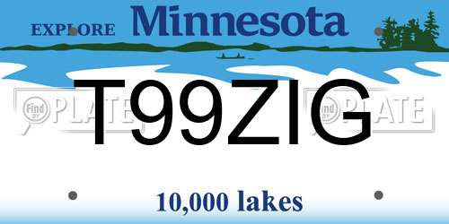 T99ZIG Minnesota License Plate