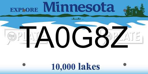 TA0G8Z Minnesota License Plate