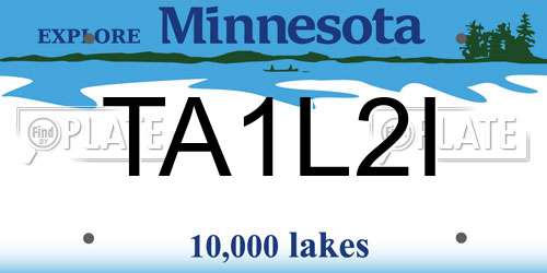 TA1L2I Minnesota License Plate