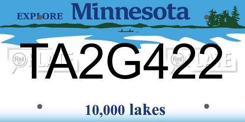 TA2G422 Minnesota License Plate