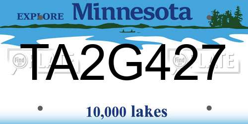 TA2G427 Minnesota License Plate