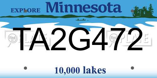 TA2G472 Minnesota License Plate