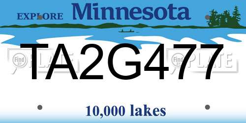 TA2G477 Minnesota License Plate