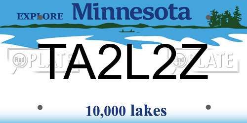 TA2L2Z Minnesota License Plate
