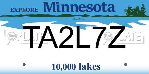 TA2L7Z Minnesota License Plate
