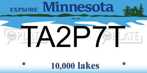 TA2P7T Minnesota License Plate