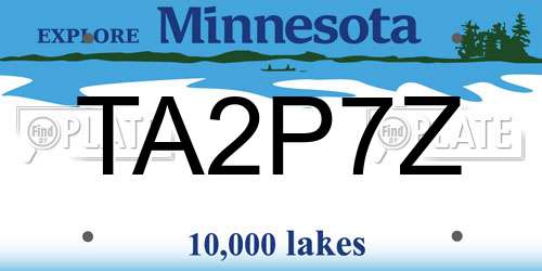 TA2P7Z Minnesota License Plate