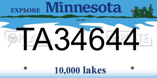 TA34644 Minnesota License Plate