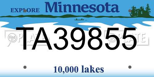 TA39855 Minnesota License Plate