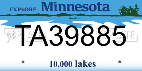 TA39885 Minnesota License Plate