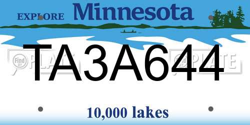 TA3A644 Minnesota License Plate