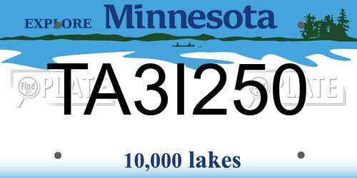 TA3I250 Minnesota License Plate