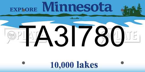 TA3I780 Minnesota License Plate