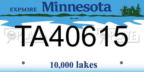 TA40615 Minnesota License Plate