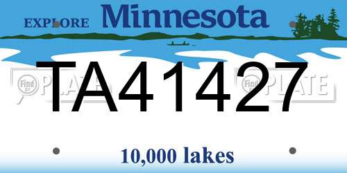 TA41427 Minnesota License Plate