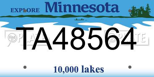 TA48564 Minnesota License Plate