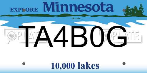 TA4B0G Minnesota License Plate