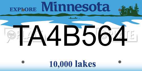 TA4B564 Minnesota License Plate