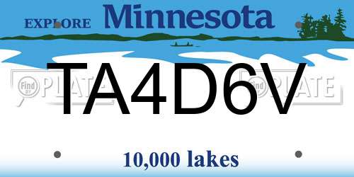 TA4D6V Minnesota License Plate