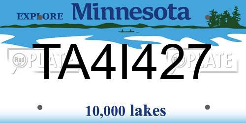 TA4I427 Minnesota License Plate