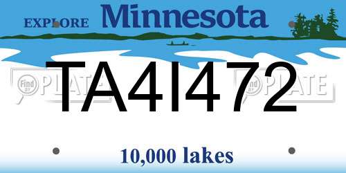 TA4I472 Minnesota License Plate
