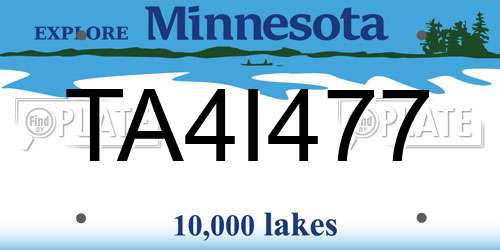 TA4I477 Minnesota License Plate