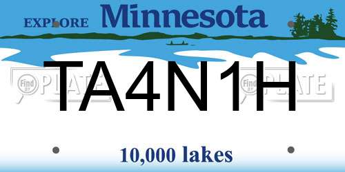 TA4N1H Minnesota License Plate