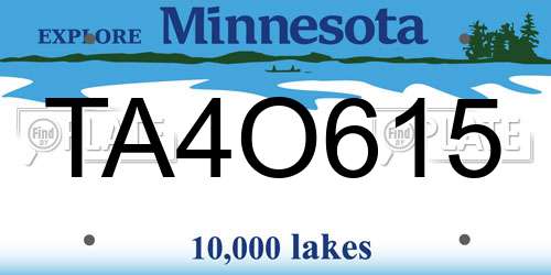 TA4O615 Minnesota License Plate