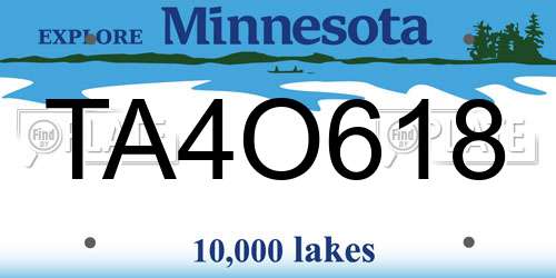 TA4O618 Minnesota License Plate