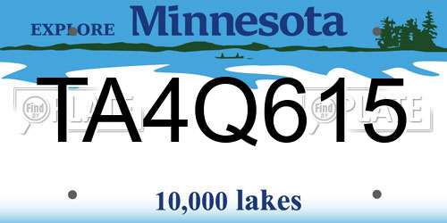 TA4Q615 Minnesota License Plate