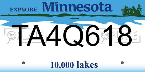 TA4Q618 Minnesota License Plate