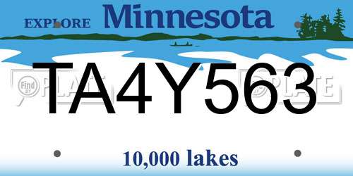 TA4Y563 Minnesota License Plate