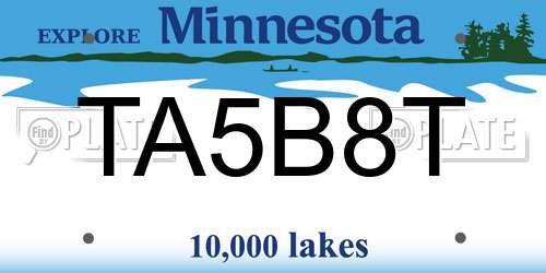 TA5B8T Minnesota License Plate