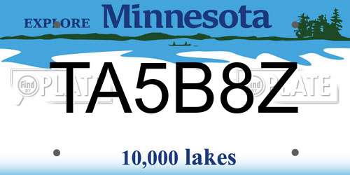 TA5B8Z Minnesota License Plate