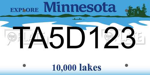 TA5D123 Minnesota License Plate