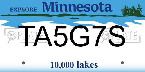 TA5G7S Minnesota License Plate