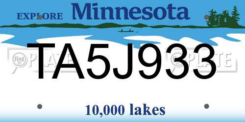 TA5J933 Minnesota License Plate