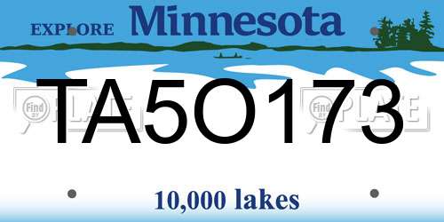 TA5O173 Minnesota License Plate