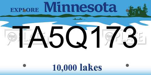 TA5Q173 Minnesota License Plate