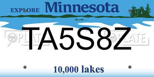 TA5S8Z Minnesota License Plate