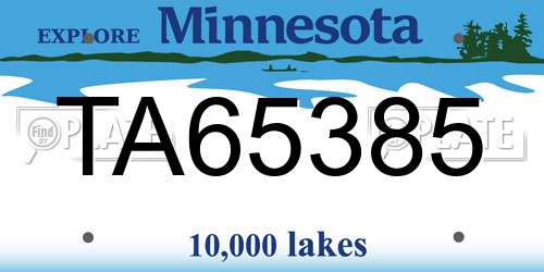 TA65385 Minnesota License Plate