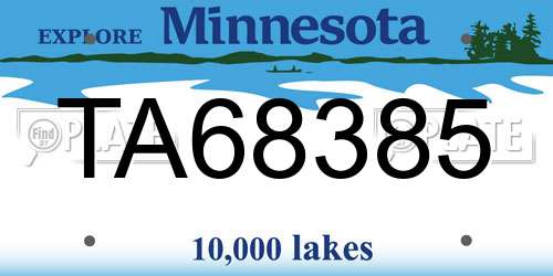 TA68385 Minnesota License Plate