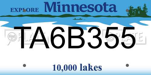 TA6B355 Minnesota License Plate