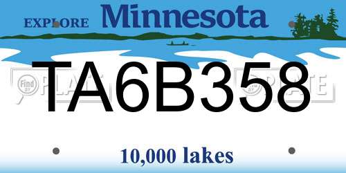 TA6B358 Minnesota License Plate