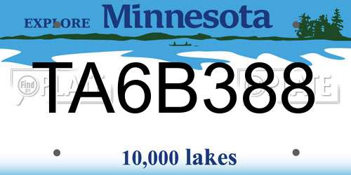 TA6B388 Minnesota License Plate