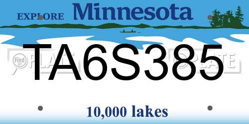 TA6S385 Minnesota License Plate