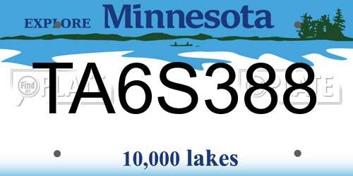 TA6S388 Minnesota License Plate