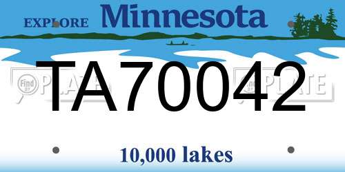 TA70042 Minnesota License Plate