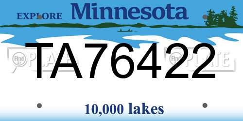 TA76422 Minnesota License Plate